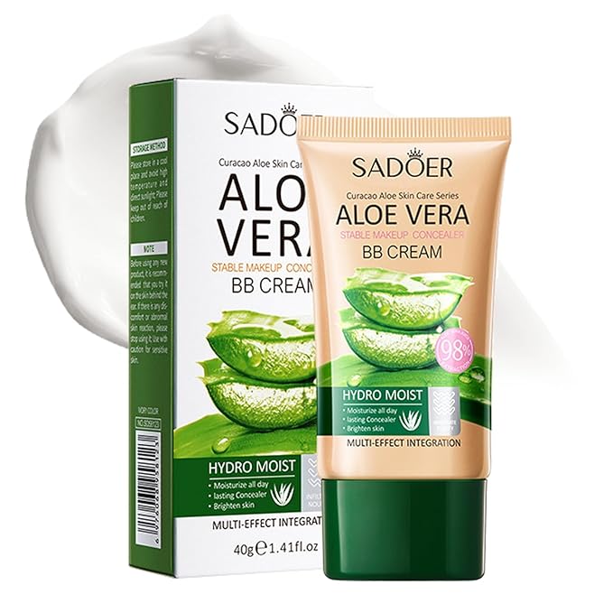 Moisturizing Lightweight BB Cream Concealer with Nourishing Aloe Vera Extract, Hydrating Color Correcting Tinted Moisturizer, Smooth Concealing BB Cream Makeup Foundation -Ivory white