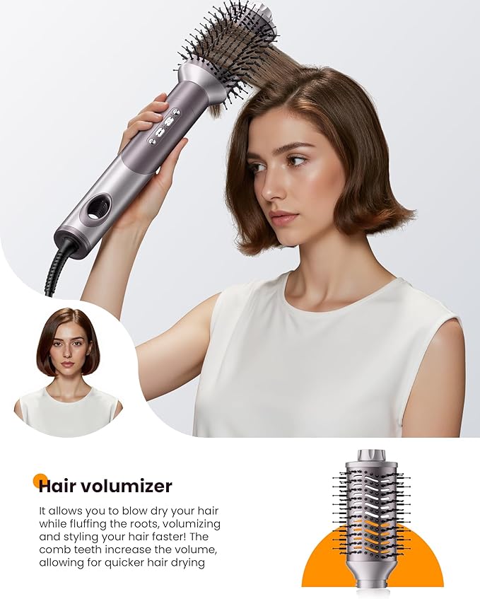 MESCOMB Upgraded Infrared 6 in 1 Hot Air Styler Wrap- Dual Voltage Hair Dryer| Fast Drying & No Heat Damage, Professional Multi-Styler for Curling, Volumizing & Smooth Straightening (100V-240V),Purple