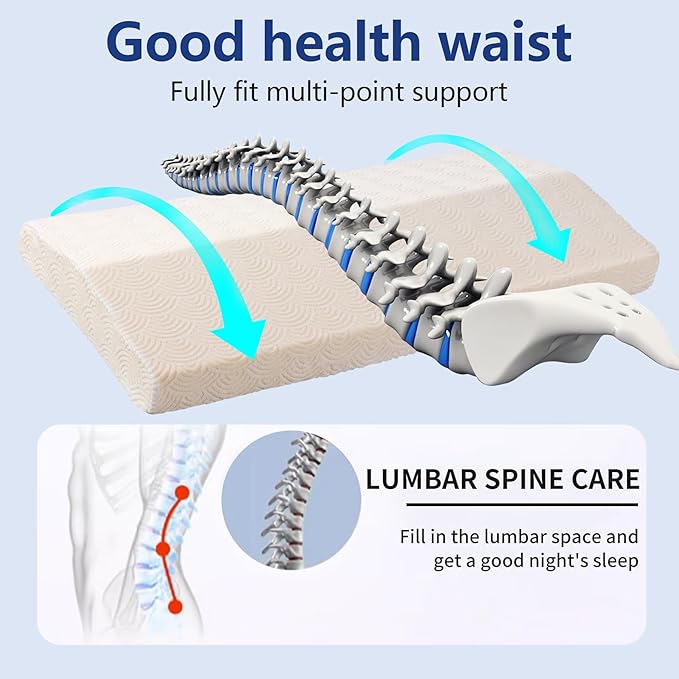 Cozyhealth Lumbar Support Pillow for Sleeping Memory Foam Lumbar Support Cushion for Lower Back Pain Relief, Back Support Bed Pillow Waist Support (Large)