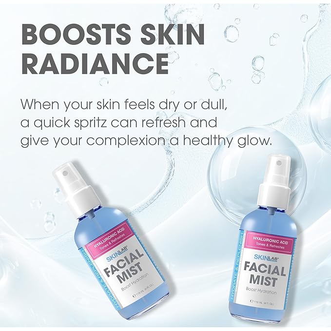 SKIN LAB Hydrate & Replenish Facial Mist Spray – Hydrating Face Mist with Hyaluronic Acid, Algae & Seaweed Extracts – Moisturizing Facial Spray Toner for Soft, Fresh, Dewy Skin, 4 fl. oz (118 mL)