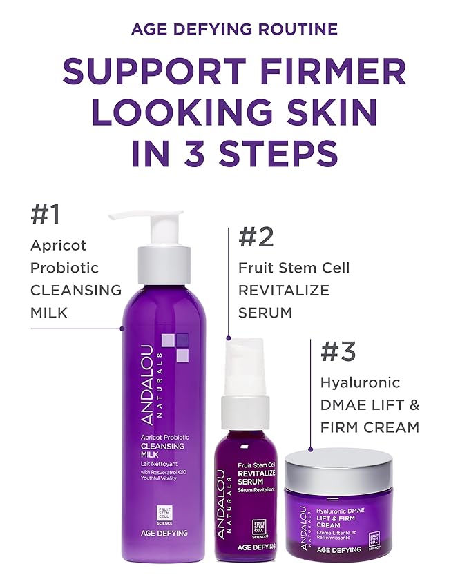 Andalou Naturals Hyaluronic Dmae Lift Firm Skin Cream, Face Moisturizer with Anti Aging Antioxidants, Hydrating, Helps Reduce Fine Lines and Wrinkles, 1.7 Ounce