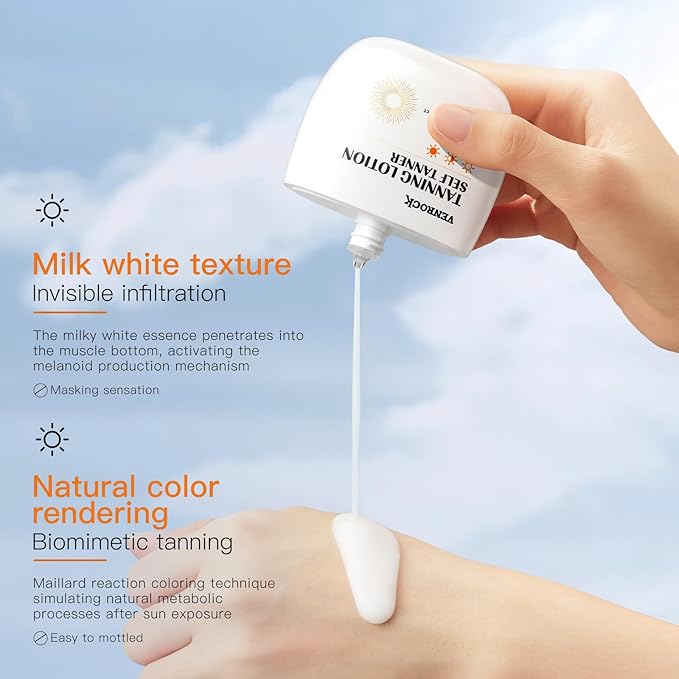 Venrock Self Tanner Tanning Lotion – Natural DHA Formula, No Added Colorants – Travel - Friendly 30ml (1.01fl.oz) – Sunless Tanning Moisturizer for Fair to Medium Skin Tones (1 pack, 30ml)
