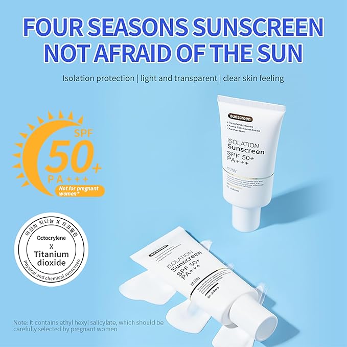 DEleventh Korean Brand SPF 50+ PA+++ Sunscreen Cream 50g / Aqueous and Non-Greasy, Effectively Blocks Daily UV Damage and Protects Facial Skin, Neck & Arms
