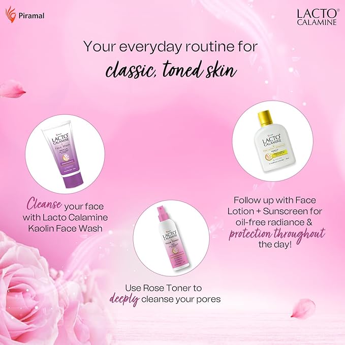 Lact'o Calamin'e Rose Water Toner for Glowing Skin | 120ml | Gulab Jal Face Toner | Rosewater with Aloe Vera & 2% Niacinamide | Moisturises Skin | No Sulphate, Alcohol, & Parabens