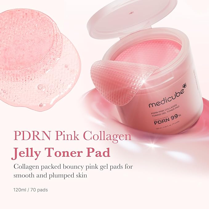 PDRN Soothing Care Duo: Salmon DNA Pink Collagen Jelly Pad and PDRN Jelly to Foam Cleanser | Gentle but Powerful Cleanser and Toner Pad for Radiant, Balanced Skin