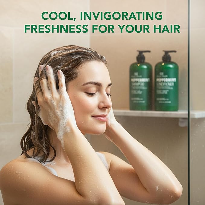 Botanic Hearth Peppermint Oil Shampoo And Conditioner Set | Hair Blooming Formula With Keratin | Fights Hair Loss | Sulfate Free For Men And Women | 16 Fl Oz X 2