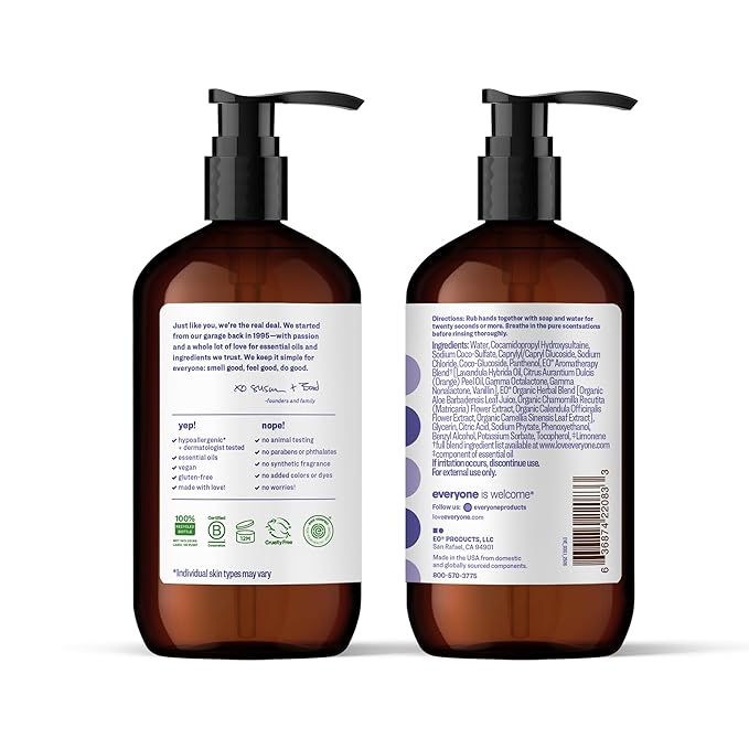 Everyone Liquid Hand Soap, 12.75 Ounce (Pack of 3), Lavender and Coconut, Plant-Based Cleanser with Pure Essential Oils