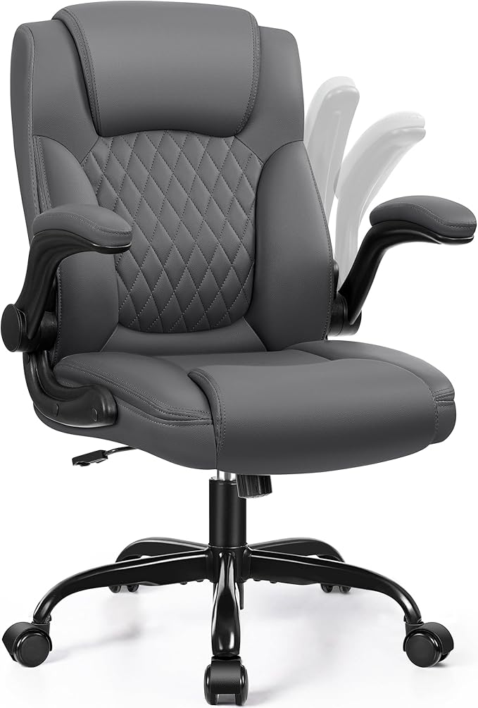 Leather Office Chair, PU Home Computer Desk Chairs with Ergonomic Back Support, 360°Swivel Free，Small Gaming Chair with Wheels and Adjustable Armrests, for Short People Use