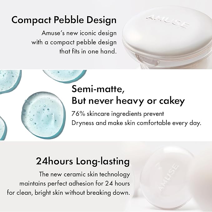 Amuse SEOUL Ceramic Skin Perfector Cushion Foundation Refill ([Refill] 1.5 NATURAL) | Long-lasting, Lightweight, Semi-matte, Flawless Coverage, Hypoallergenic, Korean Beauty, Vegan(15g / 0.52 oz.)