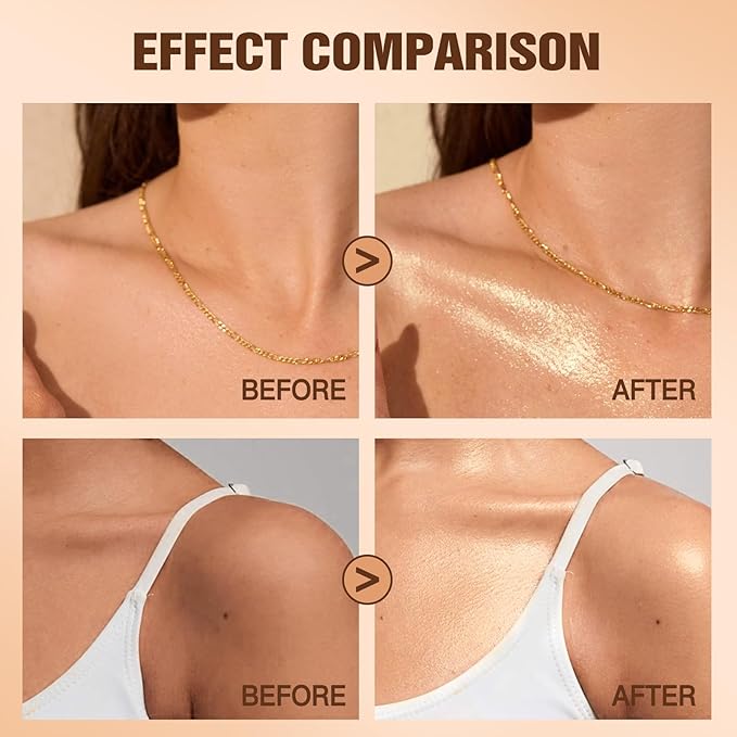 Body Glow Oil, SPF 35 Sunscreen Shimmer Body Oil, Waterproof Non Sticky Moisturizing Coconut, Lightweight Glowing Lotion, Gives Skin a Glowy Finish 2.03 fl oz, ROSE