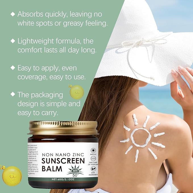 Beef Tallow Sunscreen - Beef Tallow and Zinc Sun Balm, Grass Fed Beef Tallow with SPF 50, Non-Nano Zinc Oxide Sunscreen, Natural Sunscreen Tallow Moisturizer for All Type Skin (1PC)