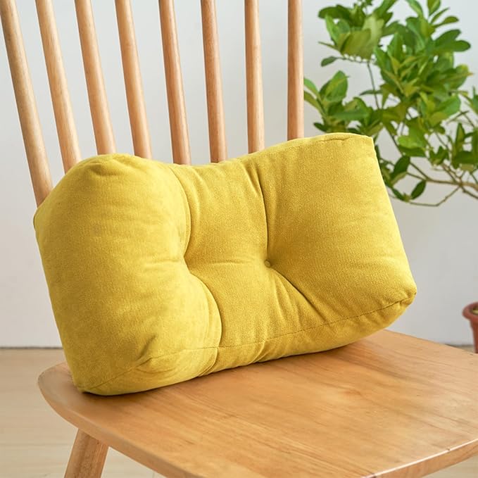 Back Pillow for Chair, Lumbar Support Pillow for Office Chair Lower Back Pain Relief Soft Cushion Car Bed Couch Sitting High Elasticity (Yellow, 35cm*16cm*20cm)