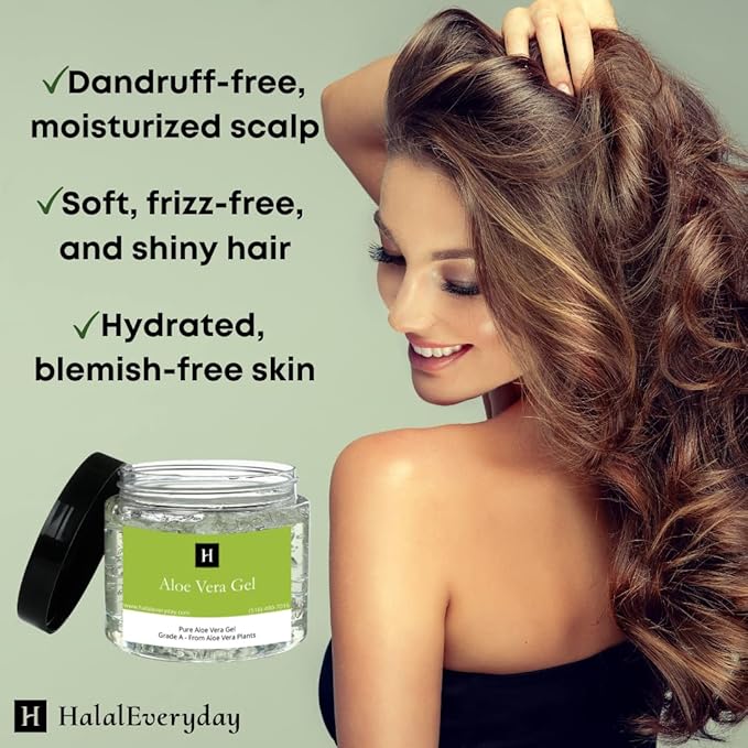 HalalEveryDay | 100% Pure Aloe Vera Gel | After Sun Care Soothe & Hydrate | Sun Burn Relief | Moisturizing | Vegan | 4 oz