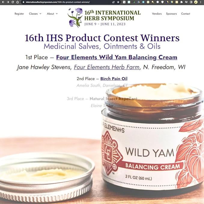 Wild Yam Balancing Cream, 2 x 2 Oz | Award Winning Herbal Cream with Yam Root, Black Cohosh, Red Clover - 2023 International Herb Symposium | USA Made Cruelty free Blend For All Skin Types