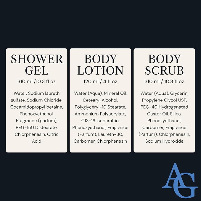 Shower Kit Men, Bath and Body Gift Set For Him - Shower Gel, Body Scrub & Body Cream, Sandalwood & Cedar Scent, 3 pcs 720ml - Skin Care Kit Fathers Day Birthday Idea for Him