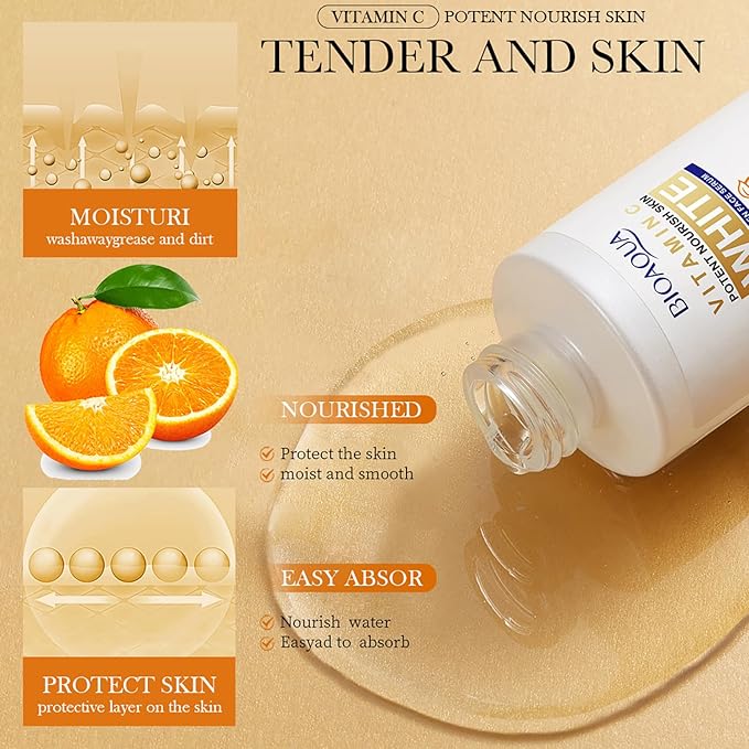 BIOAQUA Vitamin C Potent Nourish Skin Face Toner Orange Extract Moisturizing Hydrating Facial Skin Care 120ml / 4.23fl.oz