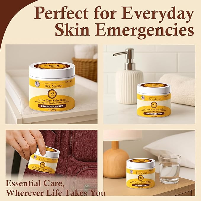 Sweet Bee Magic Organic Honey Bee Balm for Face, Skin & Body - All in One Honey Balm - Beeswax Body Moisturizer - All Natural Aid - 1 jar (4oz)