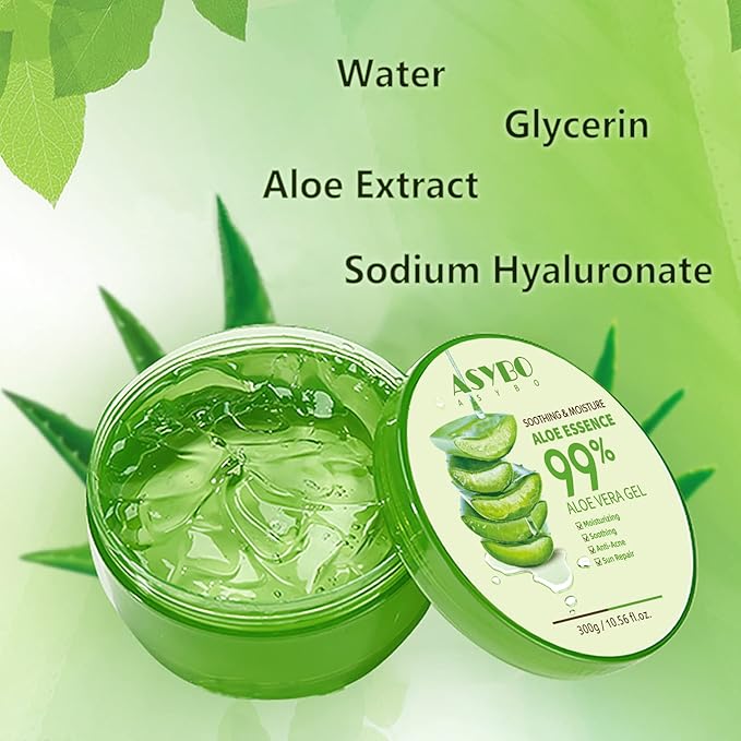 300 ML Aloe Vera Gel – 99% Organic Pure Aloe Vera Hydrating Moisturizer, Natural Aloe Cream for Dry Skin, Sunburn, Acne