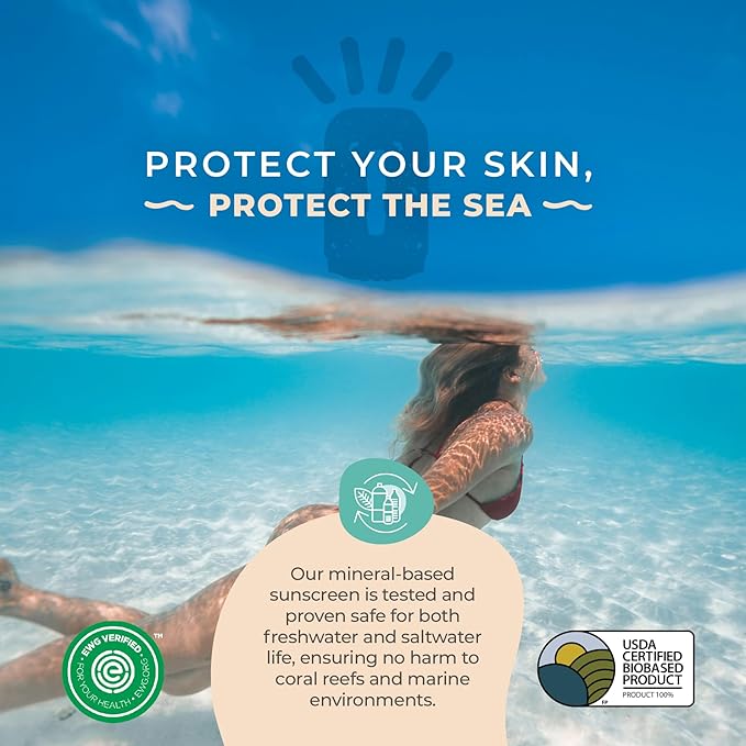 SPF 45 Mineral Sunscreen with Non-Nano Zinc Oxide for Face and Body - 2.5 Fl oz, Non-Greasy, Reef Safe Biodegradable Sunscreen, Travel Size, Water Resistant - Tint