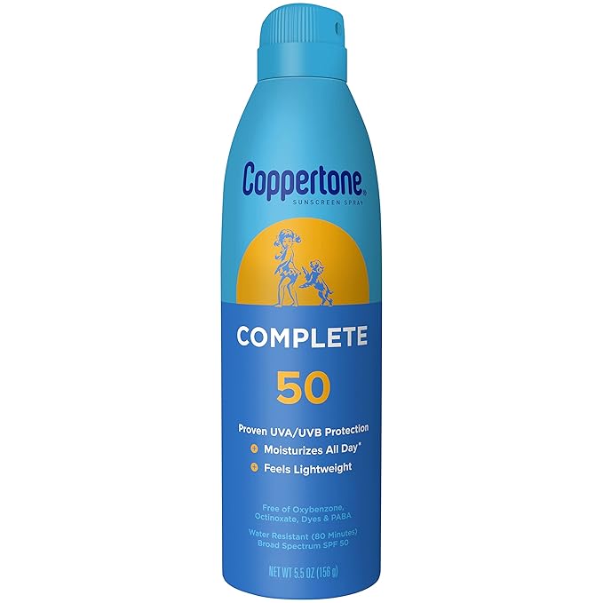 Coppertone Complete Sunscreen Spray, SPF 50 Sunscreen Spray, Body Sunscreen, 5.5 Oz