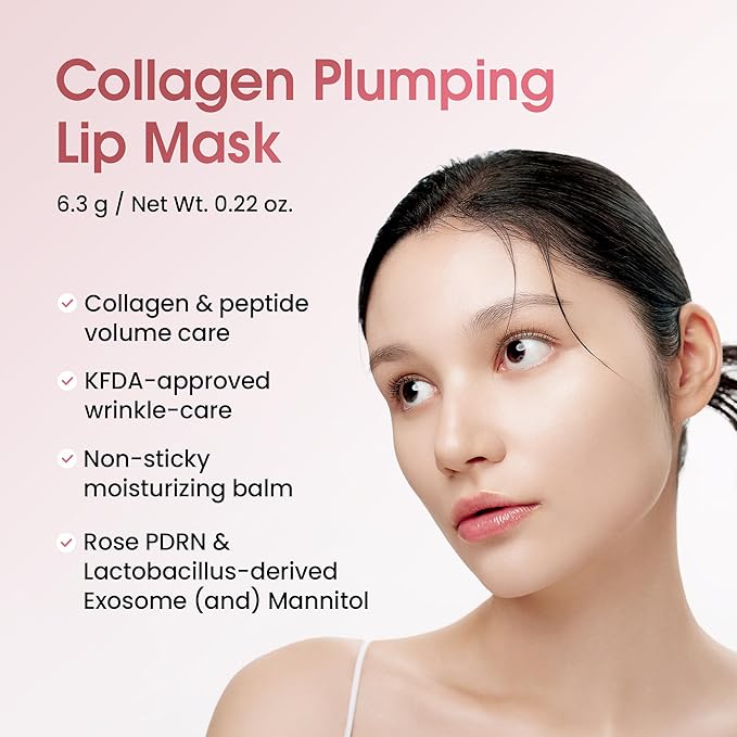 Celare Collagen Glow Plumping Lip Mask | K-Beauty | Non-sticky Overnight Lip Mask & Moisturizing balm With Collagen, Peptides, Hyaluronic Acid & Shea Butter For Dry & Flaky Lips | 6.3 g / 0.22 oz.