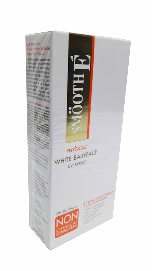 Smooth E Physical White Babyface Uv Expert, 100% Non-chemical White Babyface Sunscreen Spf 50+/pa+++. Extra Sensitive White Skin (15 G/Pack).