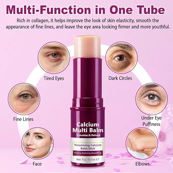 Calcium Multi-Balm Stick - Hydrating & Firming Eye, Neck & Face Treatment, Korean Wrinkle Core Stick for Deep Moisture, Skin Elasticity & Smoothing, Portable Anti-Aging Balm