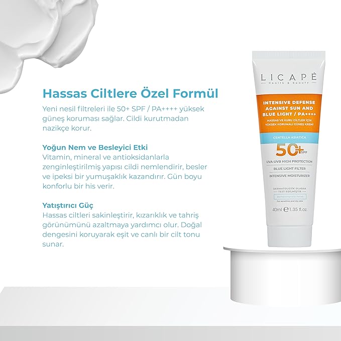 LICAPE® Sunscreen - SPF 50 High Protection Sunscreen for Face, 40ml | Lightweight Skin Care for Sensitive & Dry Skin