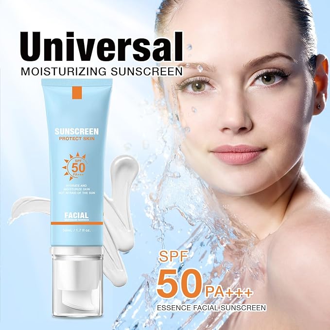 Clear Sunscreen For Face SPF50,Portable Universal Protector Solar,Travel Size Moisturizing Sunscreen for Sun Protection & Skin Care,Lightweight,Refreshing and Does Not Harm The Skin (Clear*2)