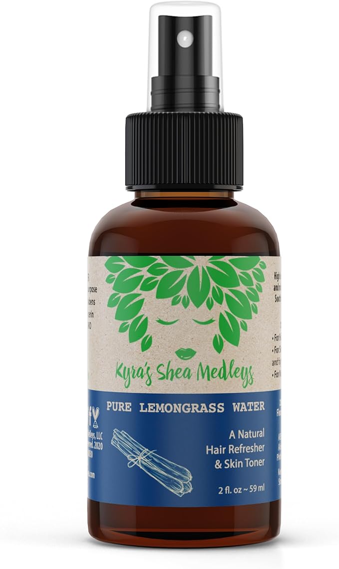 Multiuse Lemongrass Water Toner Mist for Face, Body, and Hair - Pure Distilled Lemograss Water Spray - Soothes and Hydrates Skin, Scalp, Hair, & Nails - 2 oz