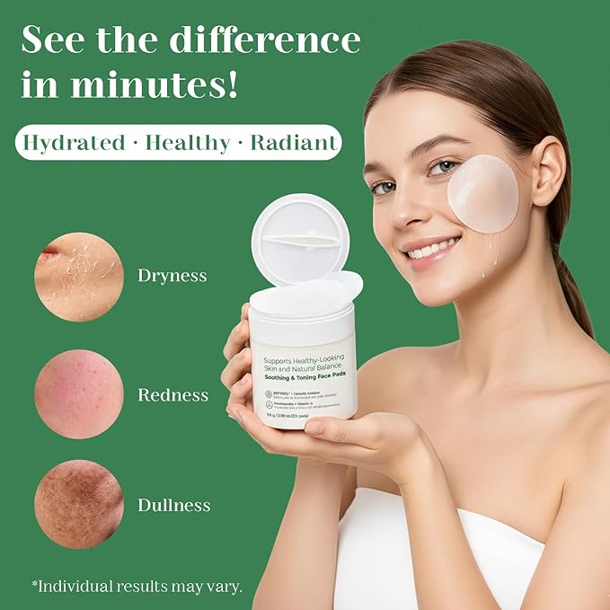 Toner Pads Face Exfoliator Dark Spots Removal Pads, Soothing with DEFENSIL®,Tea Tree | Wrinkle Minimizing with Peptides, Niacinamide for All Skin Types（125 Counts）