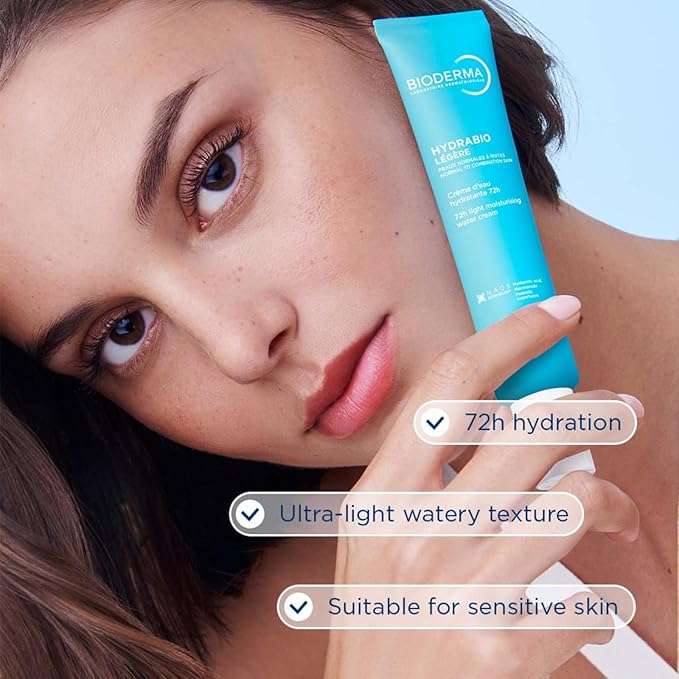 Bioderma Hydrabio Face Cream, Gel Cream Moisturizer, Provides Radiance, Lightweight Face Moisturizer for Normal to Combination Sensitive Skin, 1.33 Fl Oz (Pack of 1)