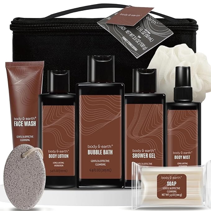 Gift Baskets for Men 8pcs Mens Body Wash Sets with Sandalwood Scent Gift Sets for Christmas Gifts for Men,Father Day Gifts