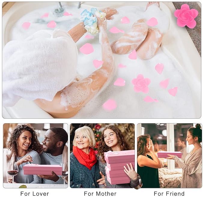 Floral Scented Bath Soap Rose Flower Petals, Plant Essential Oil Rose Soap Set, Best Gifts for Her Women Girls Mom Lover Birthday Valentine Christmas (12 PCS/Pink)