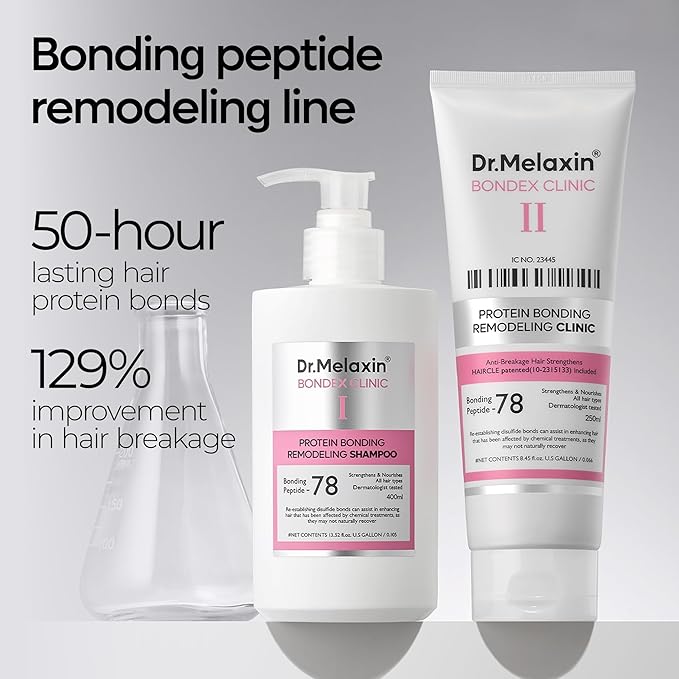 Dr.Melaxin Bondex Protein Bonding Remodeling Conditioner+Shampoo | Hair Clinic for Shiny Hair | Strengthening Keratin & Peptides Bonder | Repair & Restore Strength of Dry, Damaged Hair