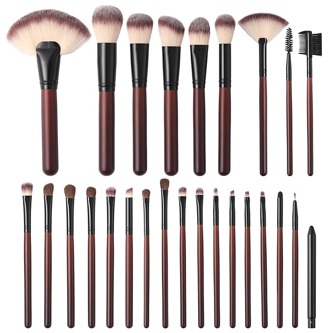 Makeup Brushes Set 26-Piece Makeup Brushes Premium Synthetic Foundation Powder Concealer Blush Eyeshadow Contour Professional Makeup Brush Set with 2 Brush Bags (Makeup brush set with bags)