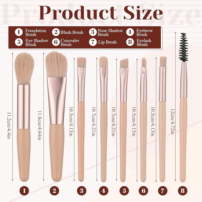 16 Sets Travel Makeup Brush Set, Synthetic Makeup Brushes with Case, Mini Travel Brush Set with Bag, Mini Face Make up Brushes for Wedding Bridal Shower Favors Party Souvenirs