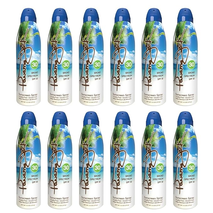 Panama Jack Continuous Spray Sunscreen - SPF 30, Broad Spectrum UVA/UVB Protection, PABA, Paraben, Gluten & Cruelty Free, Water Resistant (80 Minutes), 5.5 OZ (Pack of 12)