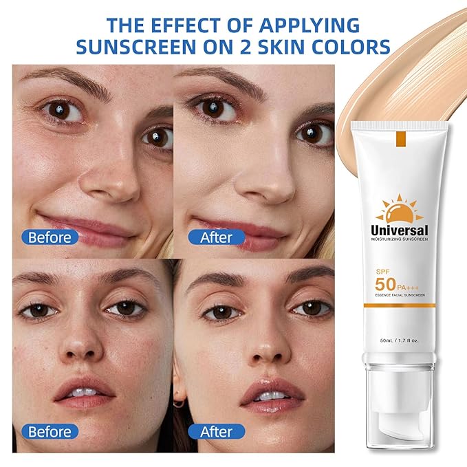 Tinted Sunscreen For FaceSPF 50,Universal Protector Solar 50 Face Sunscreen Moisturizer, No White Cast, No Sticky,Suitable for all Skin Types and UV Protection, Travel Size Sunscreen (3pcs)