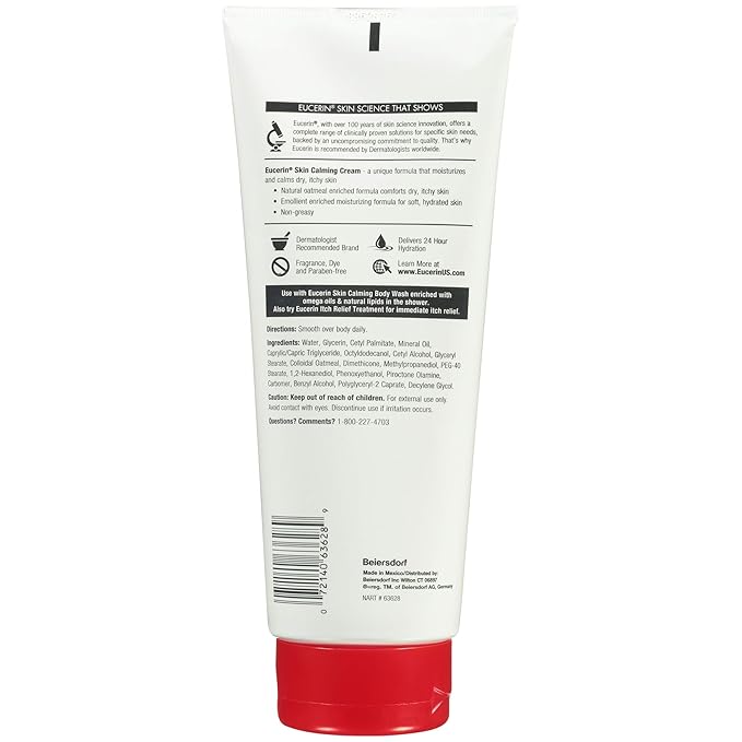 Eucerin Skin Calming Cream - Full Body Lotion for Dry, Itchy Skin, Natural Oatmeal Enriched - 14 oz. Tube