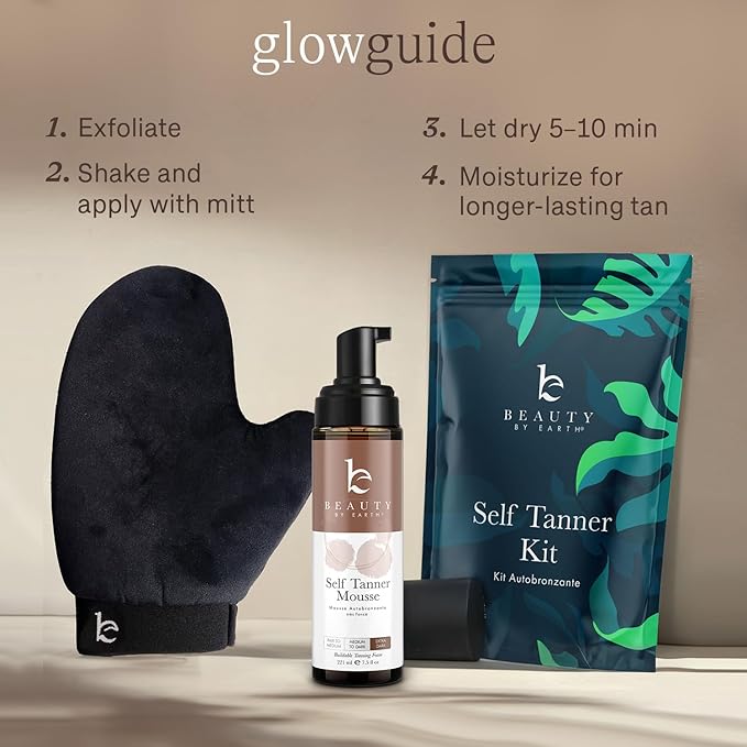 Ultra Dark Self Tanner Tanning Mousse Kit - USA Made with Natural & Organic Ingredients, Self Tanner Mousse and Mitt, Fake Tan Tanning Foam, Sunless Tanners Best Sellers for Darkest Self Tan