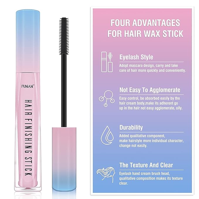 FUNAN Hair Finishing Stick 2 Pack for Small Broken Hair Cream/Gel for Women Naturally Refreshing, Non-Greasy and Non-Sticky