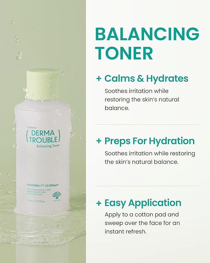 Derma Trouble Balancing AC 3 Step Kit - Korean Skincare Set for Acne Prone Skin, Blemishes & Pores - Sebum Control Cleanser, Toner & Cream for Oily, Sensitive Skin, Redness & Bumpy Texture