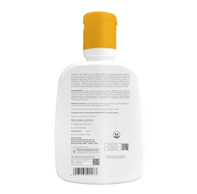 UV Doux Face Cleanser | Enriched with Hyaluronic Acid, Jojoba Oil, Niacinamide | Deep Cleansing & Hydration | Removes Excess Oil | Sulphate & Paraben-Free For All Skin Types 4.4 fl oz.