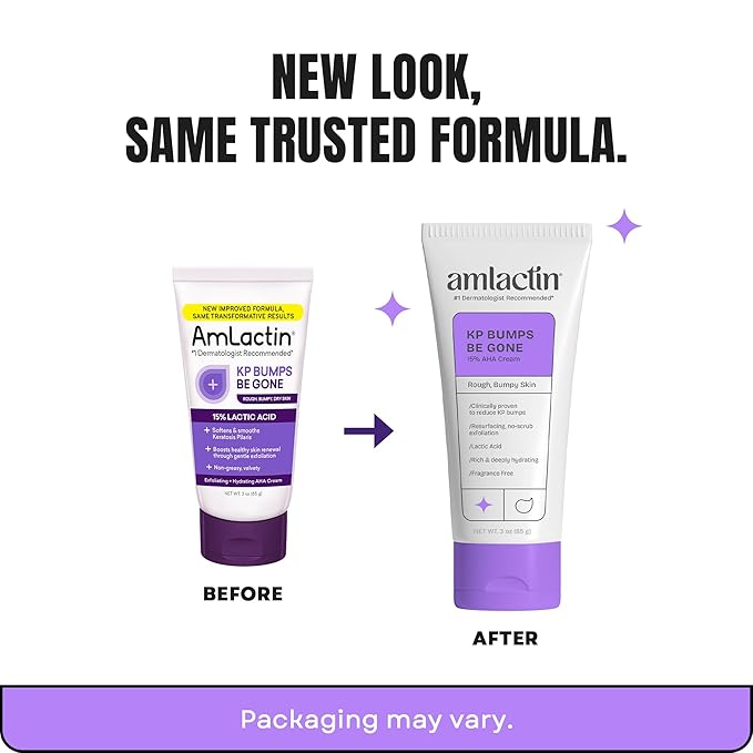 AmLactin KP Bumps Be Gone - Therapeutic Body Cream for Keratosis Pilaris - No-Scrub Exfoliator and Body Moisturizer for Dry Skin with 15% Lactic Acid AHA, 3 oz, Pack of 2 (Packaging May Vary)