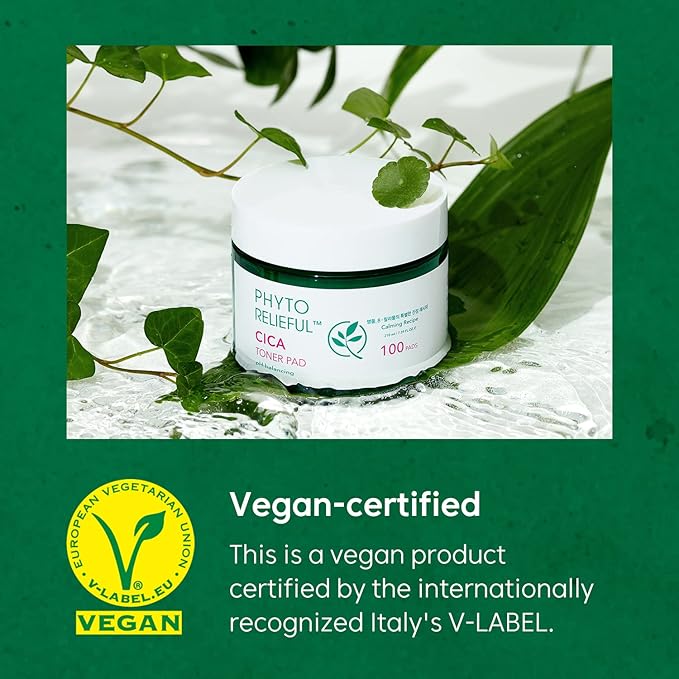 THANKYOU FARMER Phyto Relieful CICA Toner Pad 100 Pads(7.39 Fl Oz), Biodegradable Cotton Pad, Dermatologist Tested, Vegan, Hyaluronic Acid, Centella Asiatica, Soothing, Calming, Fragrance-Free