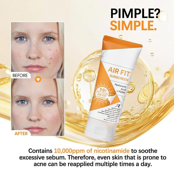 Ultra-light, non-greasy sunscreen - SPF 50+ Waterproof - UVA/UVB protection - Easy to apply (JX)