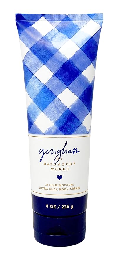 Bath & Body Works Gingham - Deluxe Gift Set - Fine Fragrance mist, Body Cream, Shower Gel and Body Lotion With a Natural Oats Sample Soap.