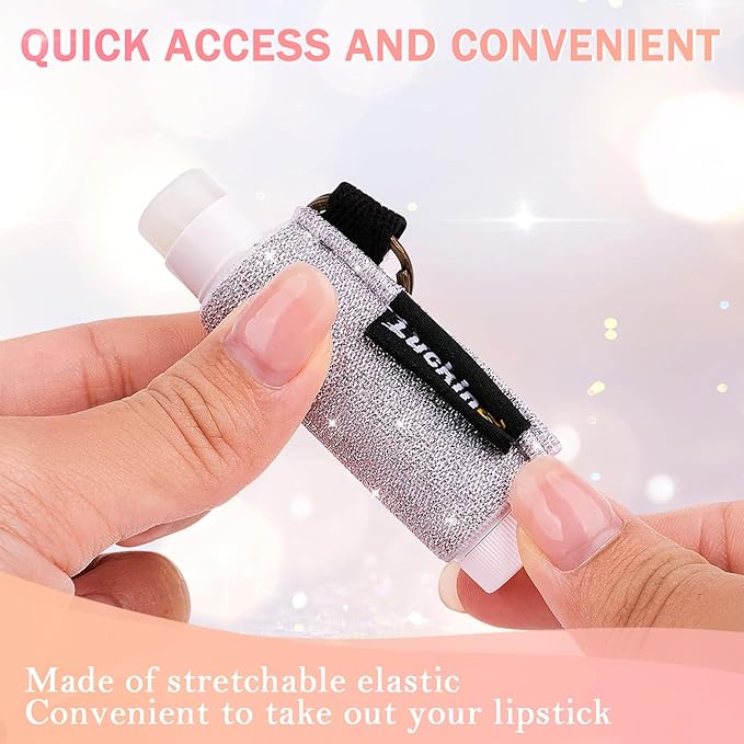 3PCS Lip Balm Holder Keychain Lip Gloss Keychain Holder Lipstick Keychain Holder Lip Balm Pouch Compatible with ChapStick Key Chain, Burt's Bees-Christmas Stocking Stuffers