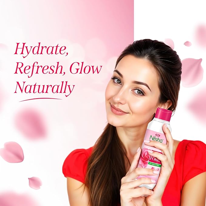 Nisha Refreshing Rose Water For Face 120ml | Gulab Jal For Face | Skin Toner For Glowing and Hydrating Skin | Pore Tightening | Balances pH | Makeup Remover| All Skin Type | Face Toner For Women & Men